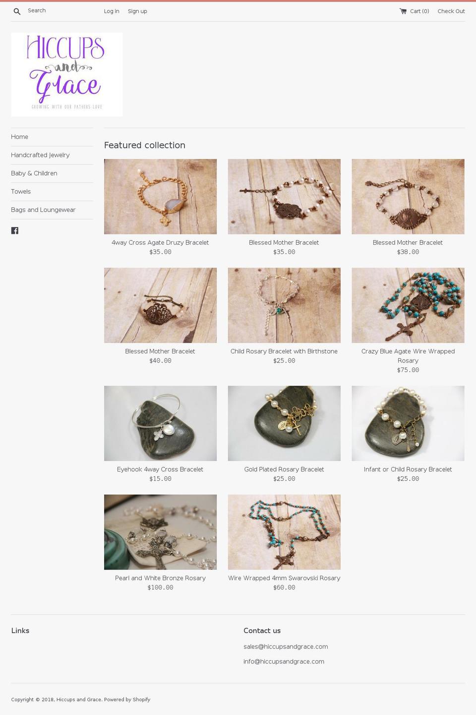 hiccupsandgrace.com — Shopify storefront screenshot