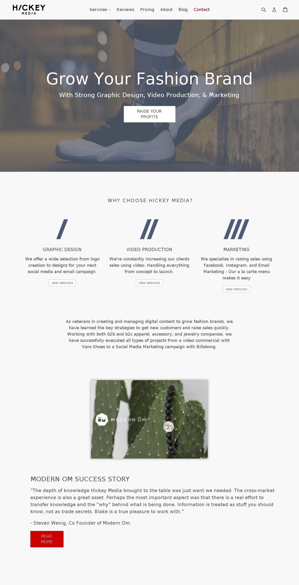 hickeymedia.com — Shopify storefront screenshot