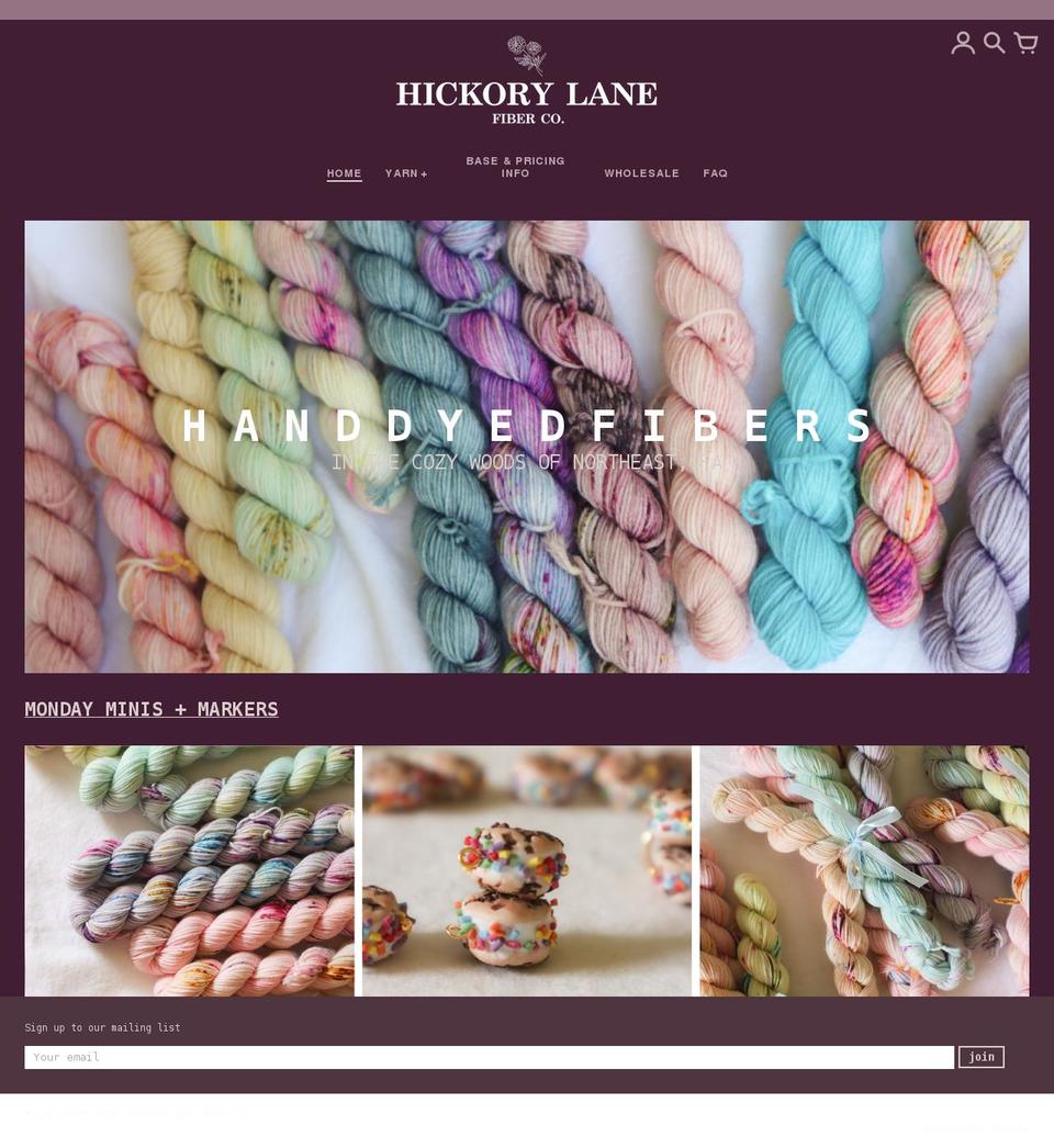 hickorylanehandmade.com shopify website screenshot