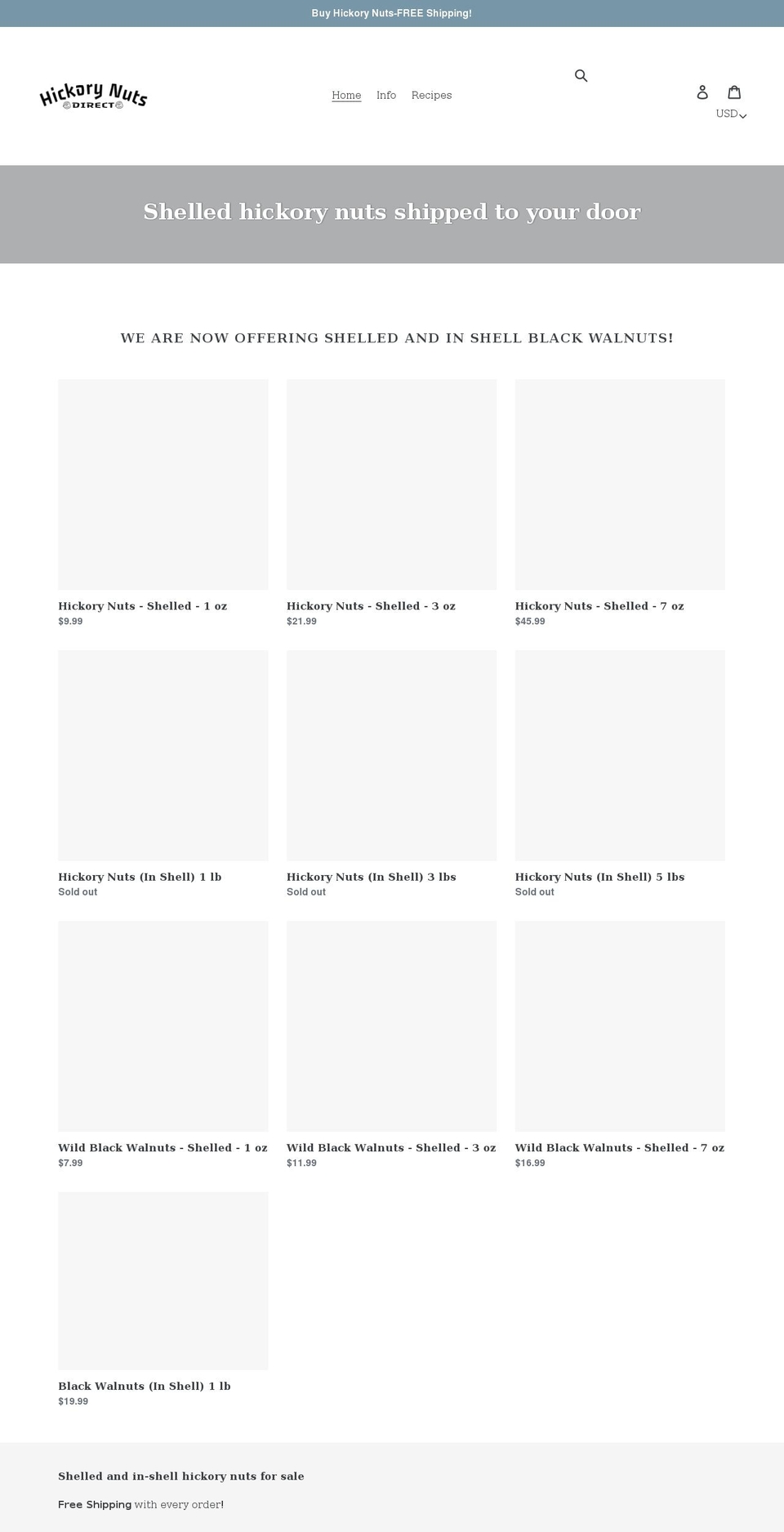 hickorynutsdirect.com shopify website screenshot