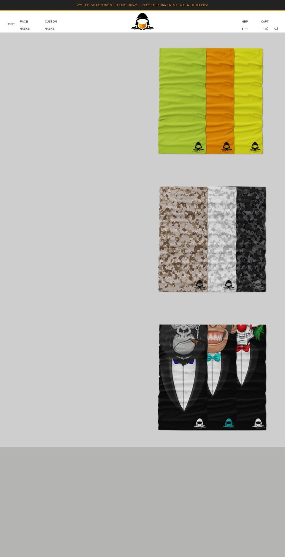 hiddenagendamasks.com shopify website screenshot