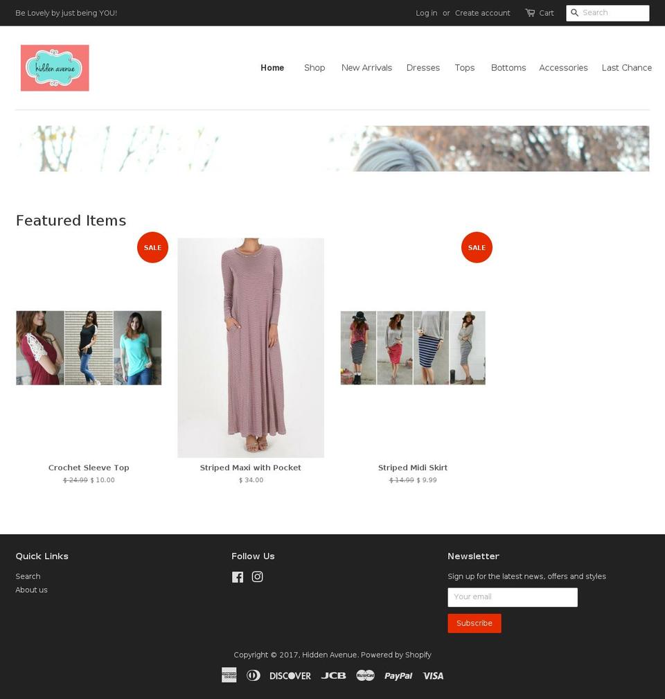 hiddenavenue.com shopify website screenshot