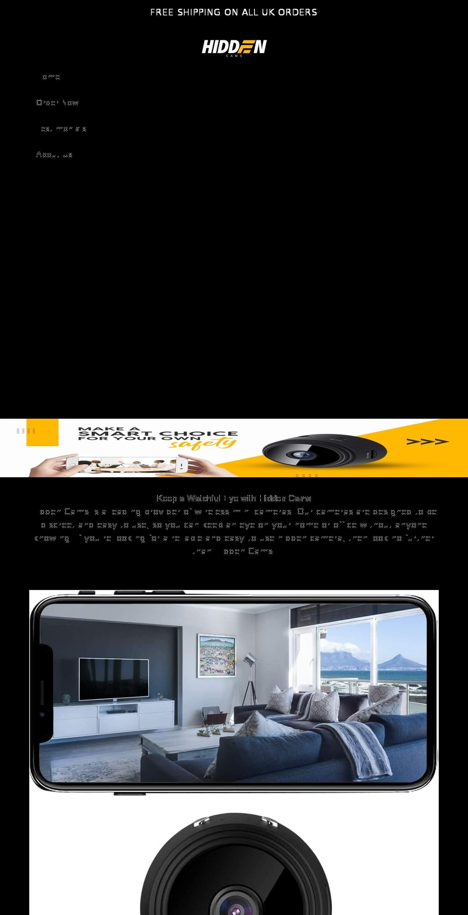 hiddencams.co.uk shopify website screenshot