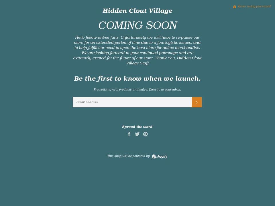 hiddencloutvillage.com shopify website screenshot