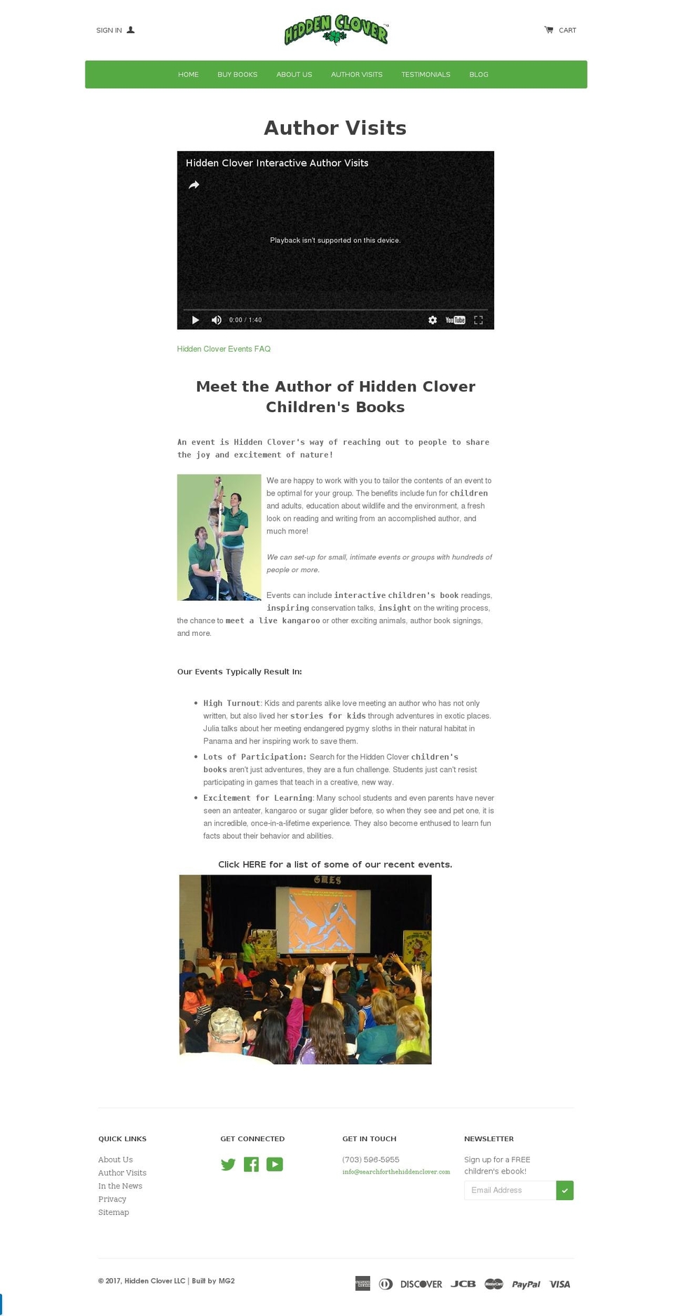 hiddencloverevents.com shopify website screenshot
