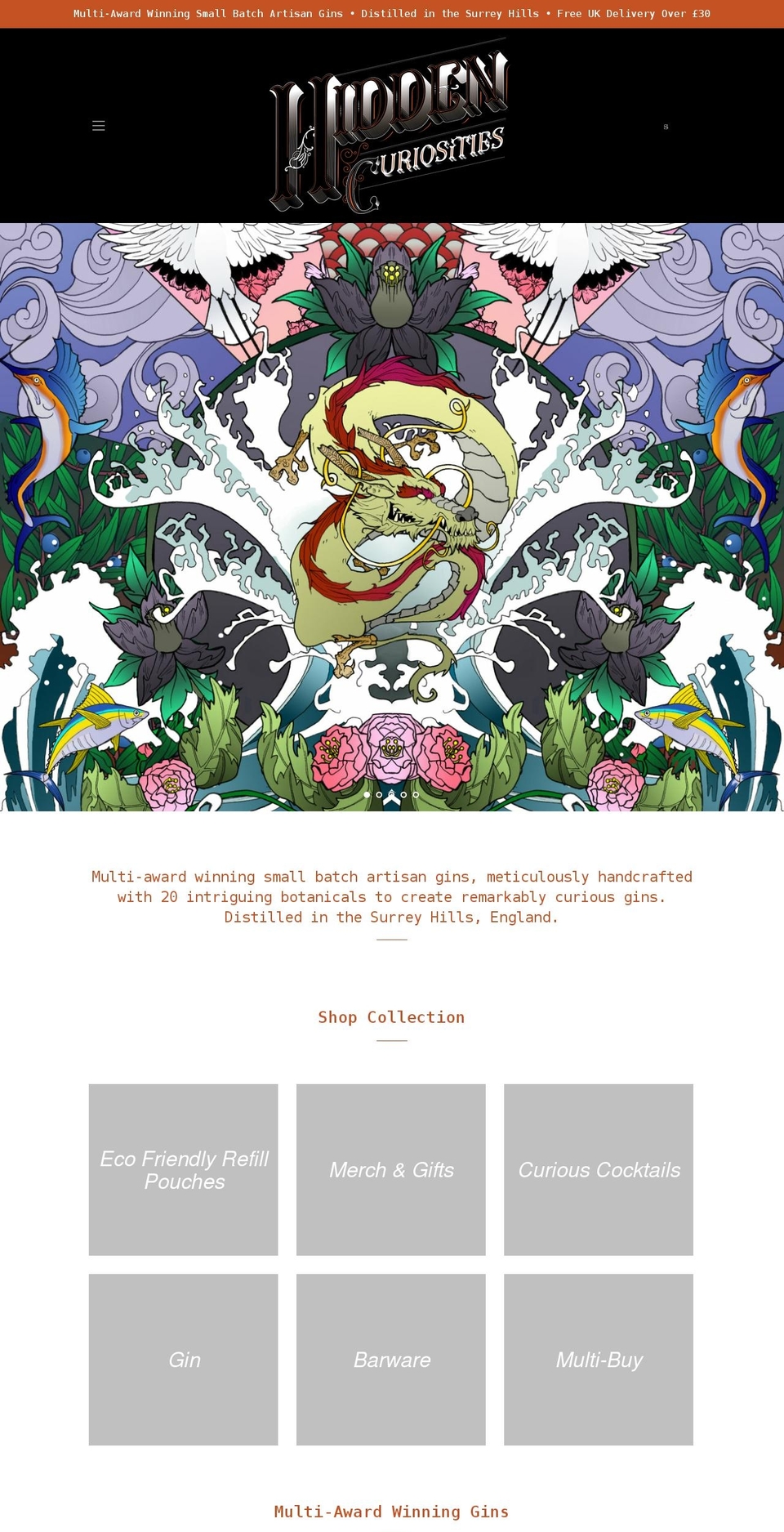 hiddencuriosities.com shopify website screenshot