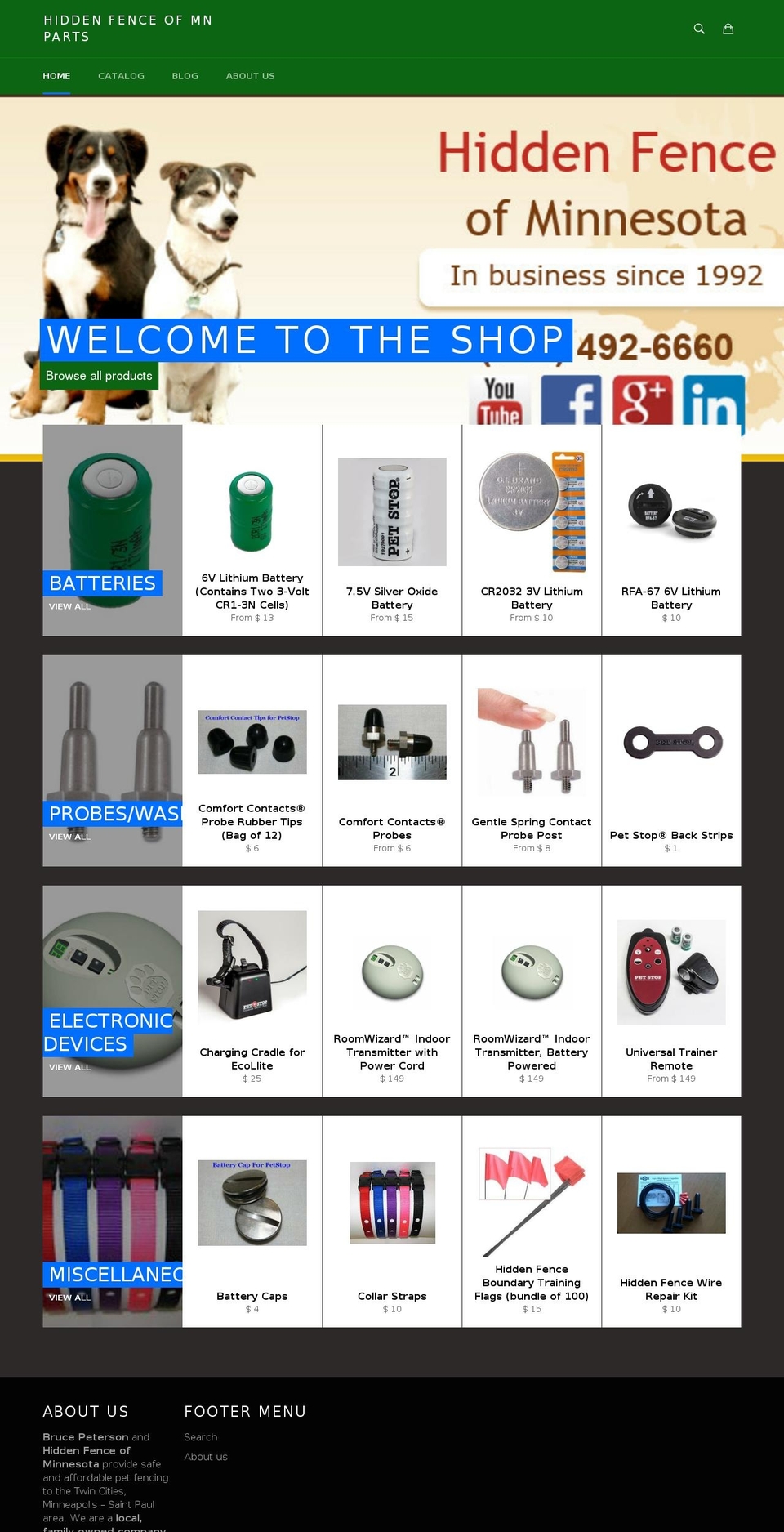 hiddenfenceparts.net shopify website screenshot