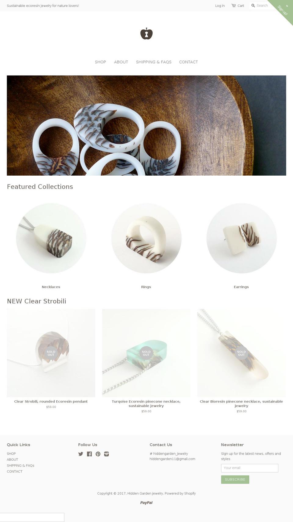 hiddengardenshop.com shopify website screenshot