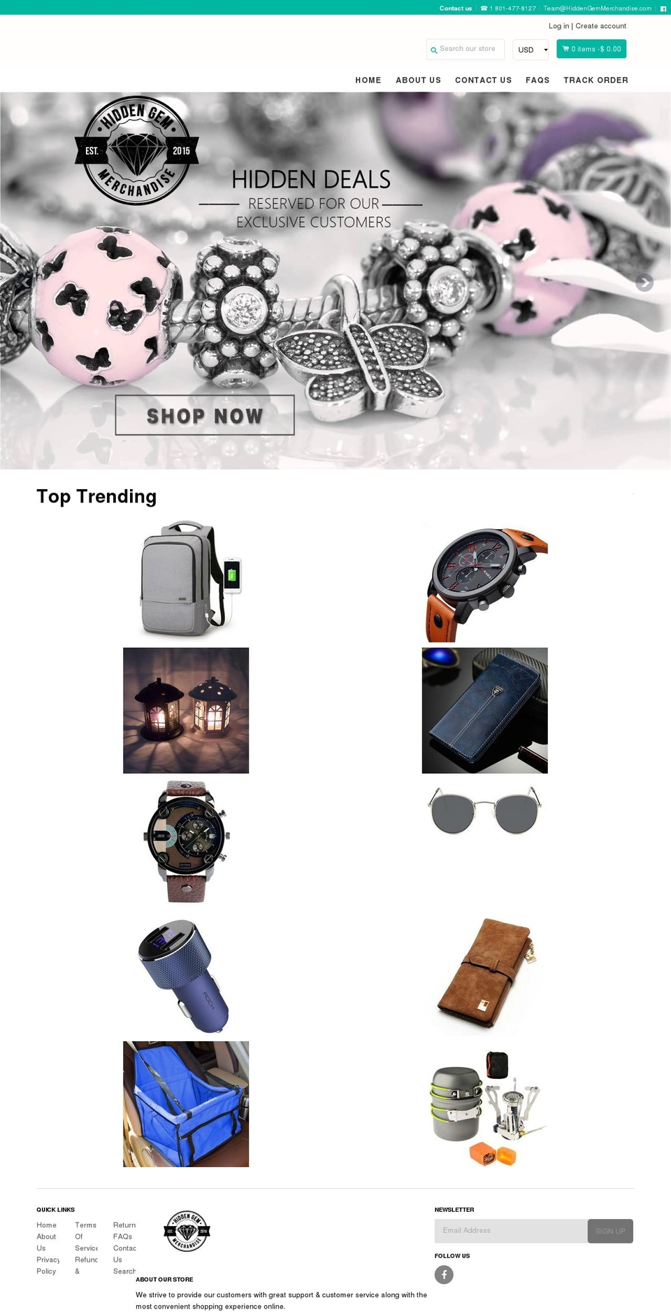 hiddengemmerchandise.com — Shopify storefront screenshot