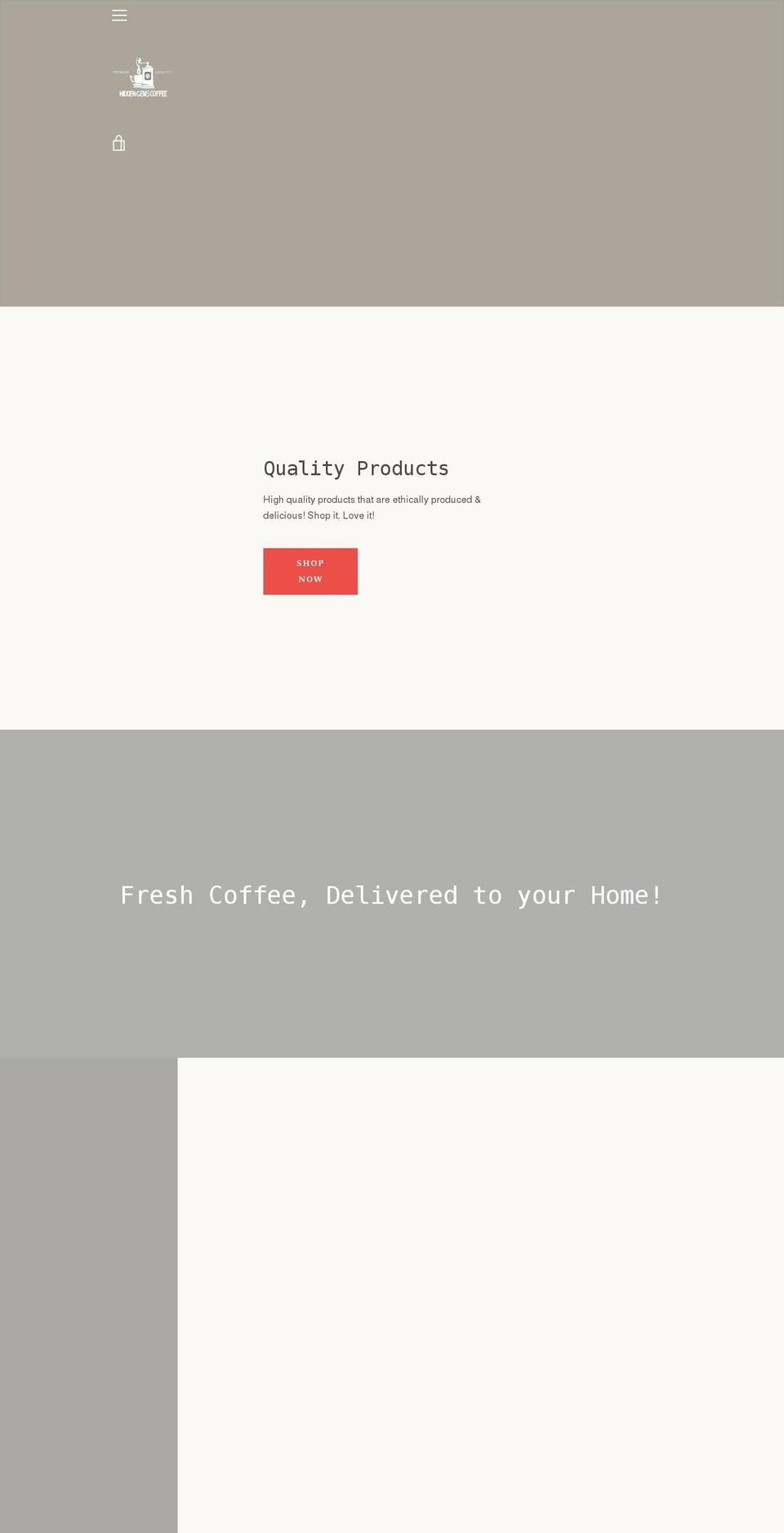 hiddengemscoffee.com shopify website screenshot