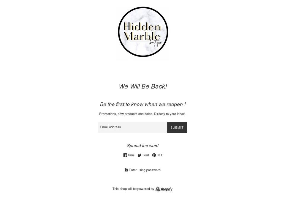 hiddenmarbleboutique.com shopify website screenshot
