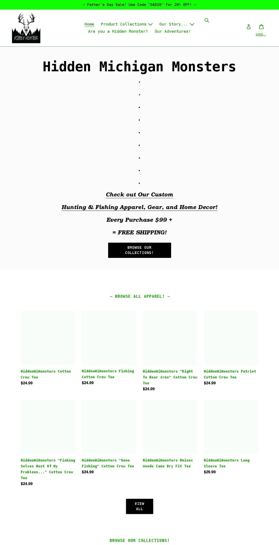 hiddenmimonsters.com shopify website screenshot