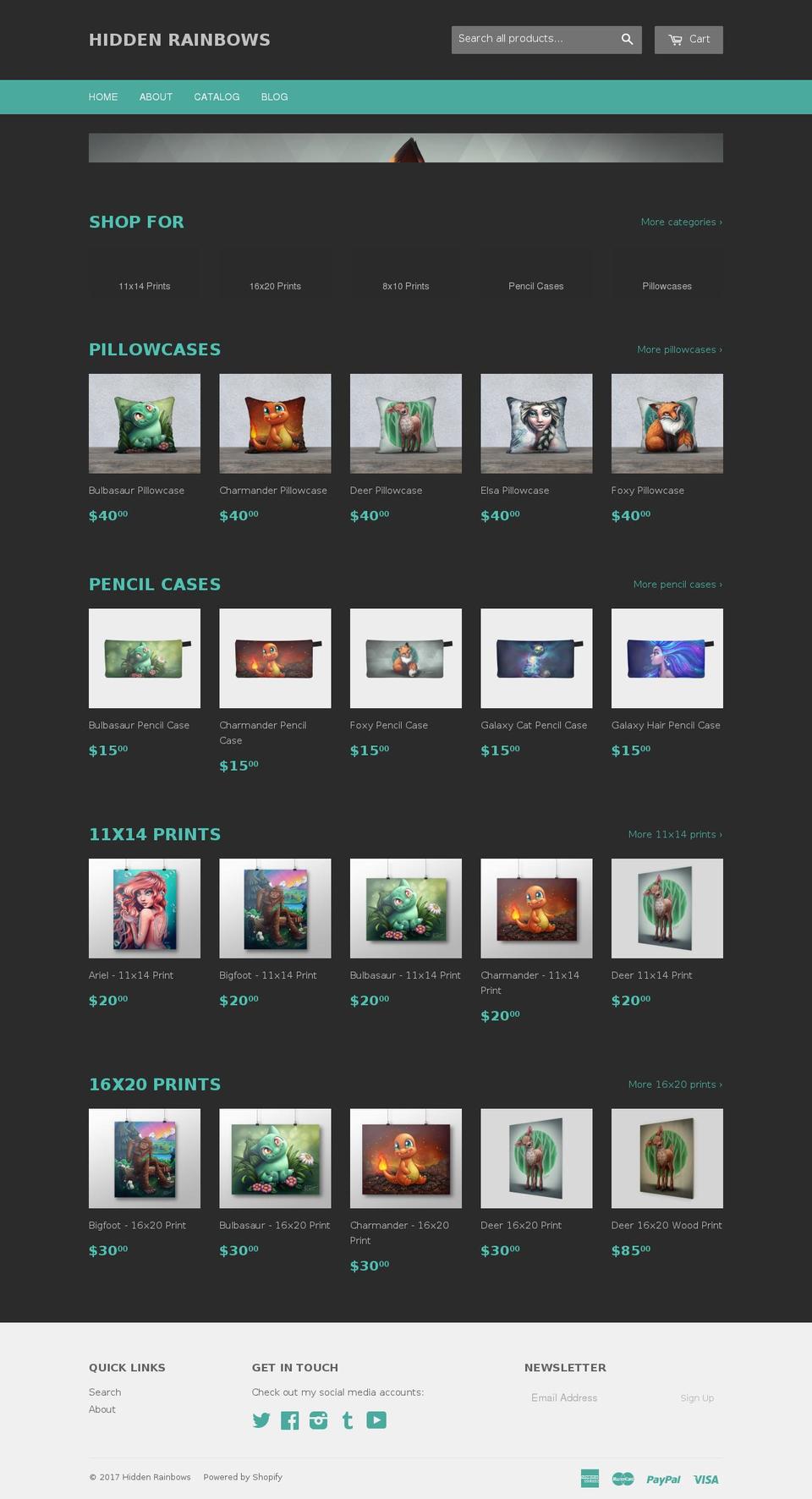 hiddenrainbows.com shopify website screenshot