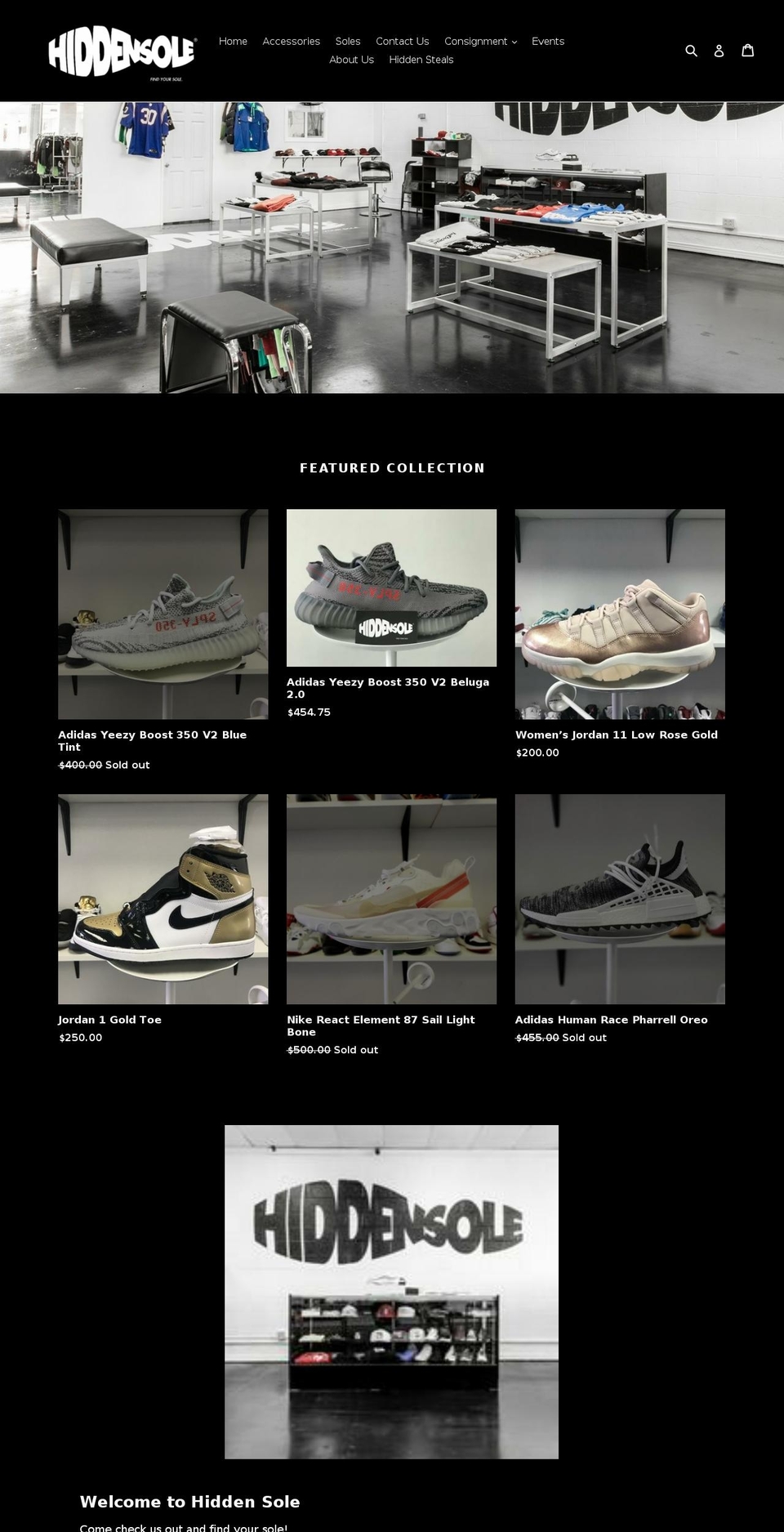hiddensole.com — Shopify storefront screenshot