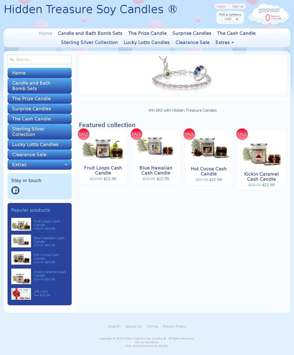 hiddentreasuresoycandles.com — Shopify storefront screenshot