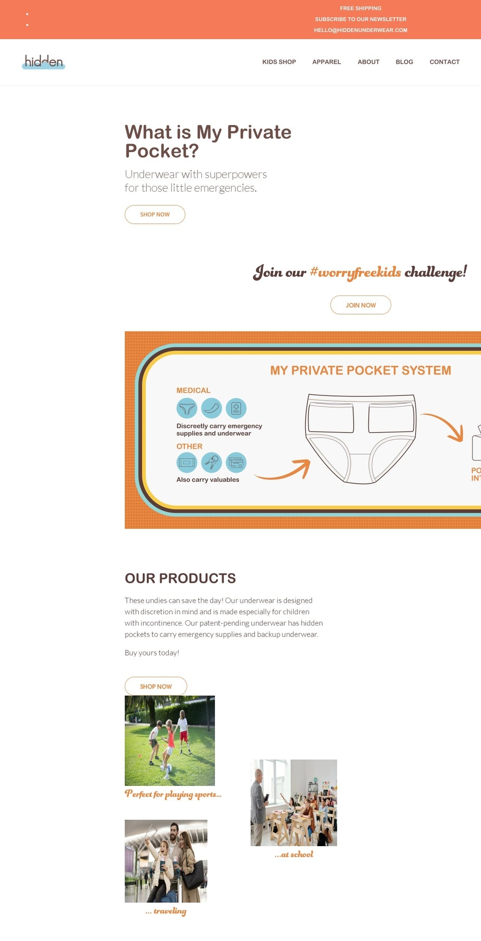 hiddenunderwear.com shopify website screenshot