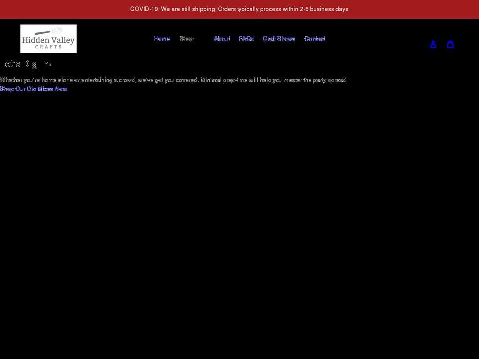 hiddenvalleycrafts.com shopify website screenshot