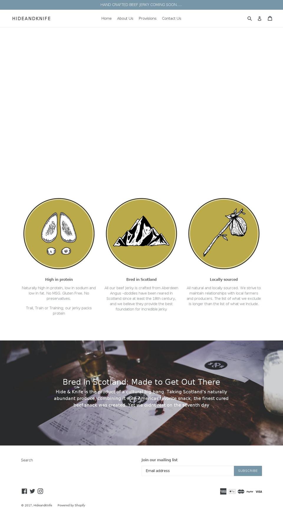 hideandknife.com shopify website screenshot