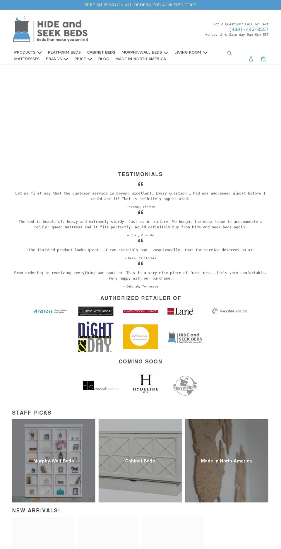 hideandseekbeds.com shopify website screenshot