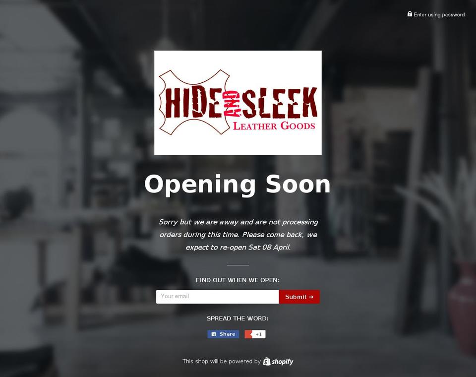 hideandsleekleathergoods.com shopify website screenshot
