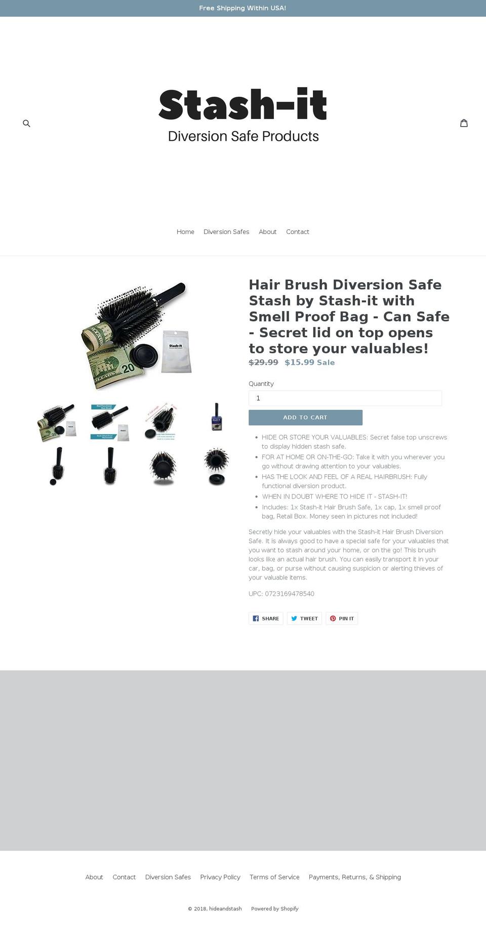 hideandstash.com — Shopify storefront screenshot