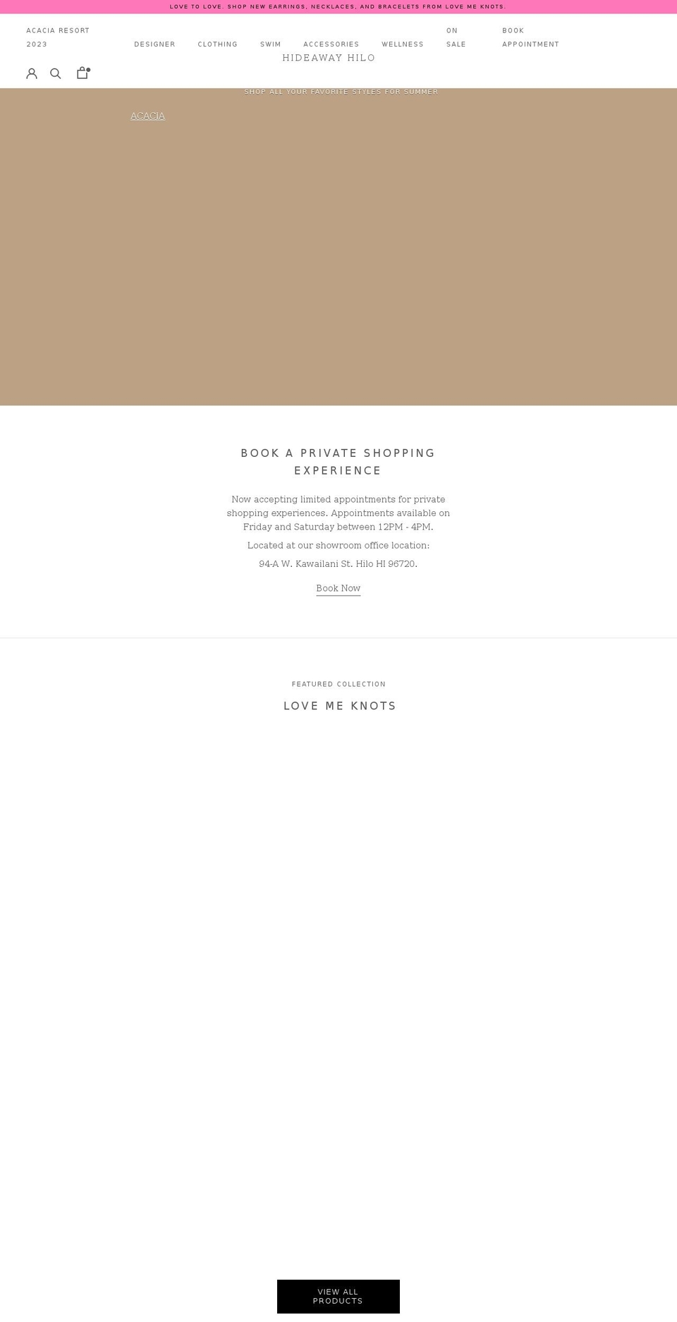 hideawayhilo.com shopify website screenshot