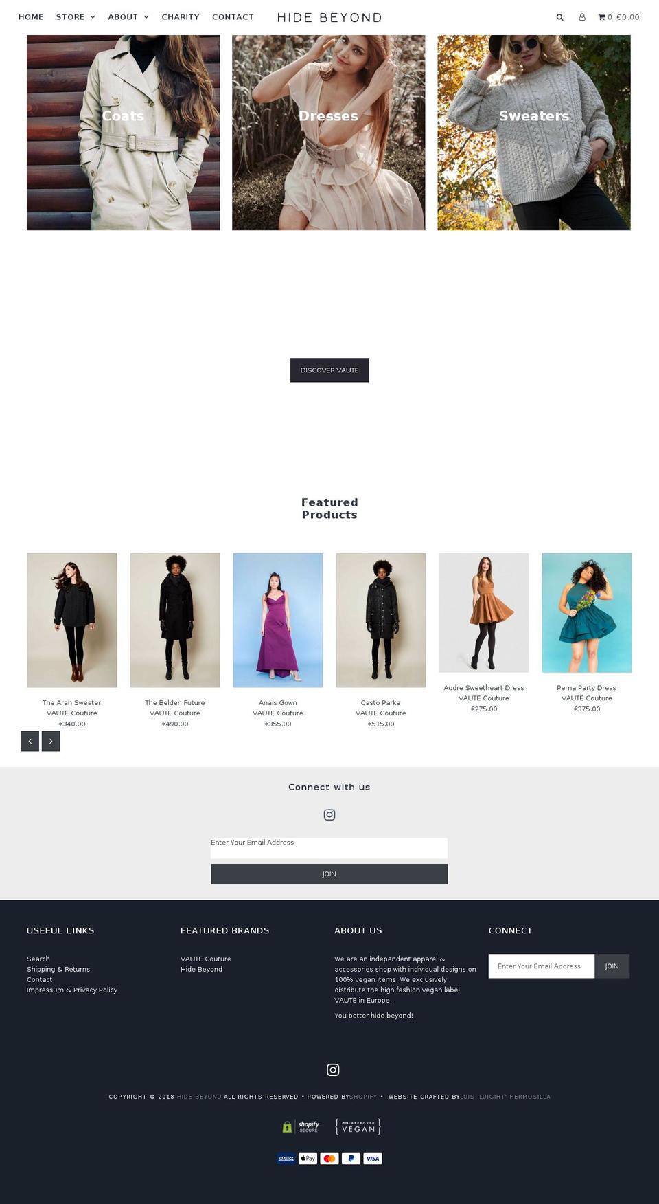 hidebeyond.net shopify website screenshot