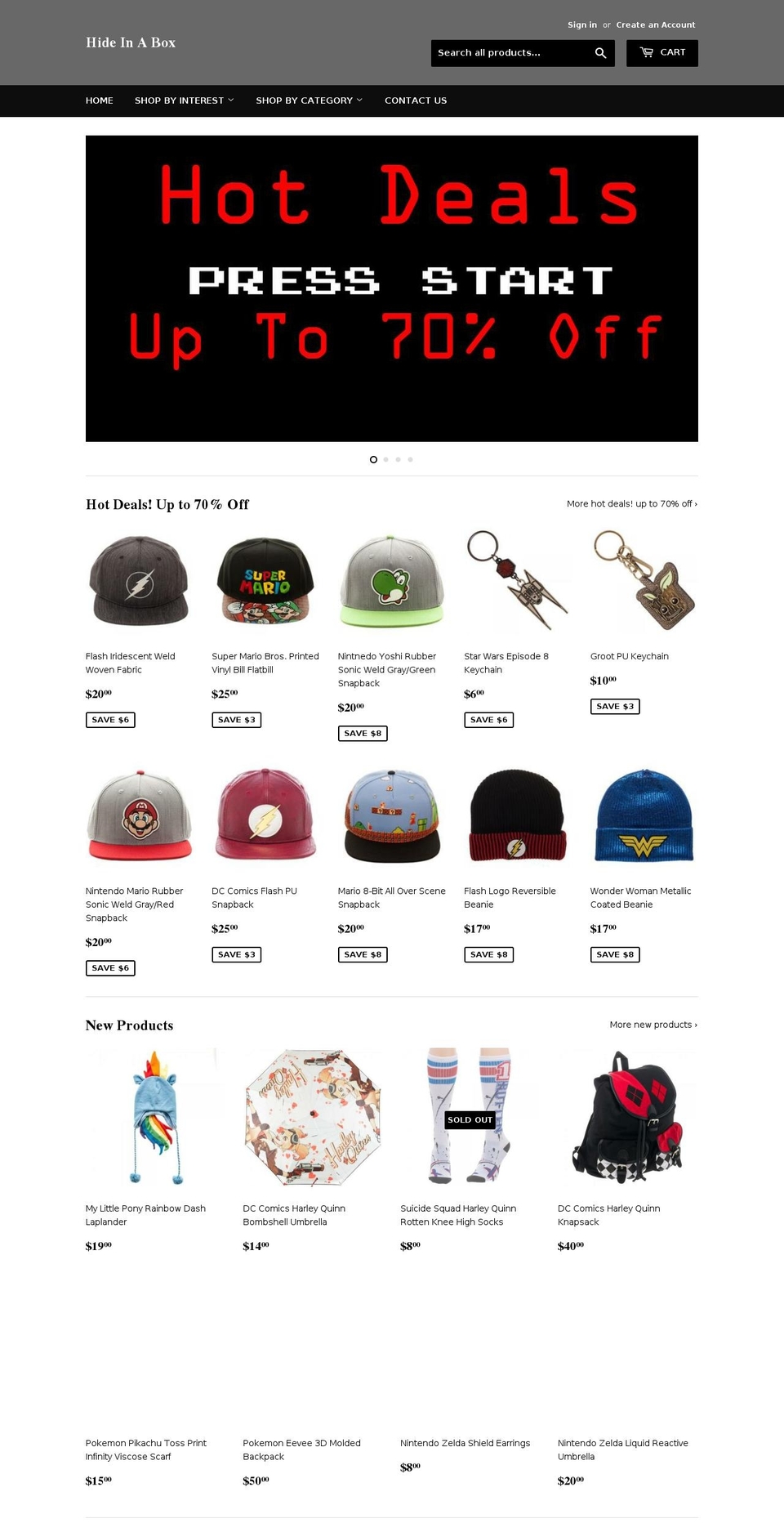 hideinabox.com — Shopify storefront screenshot