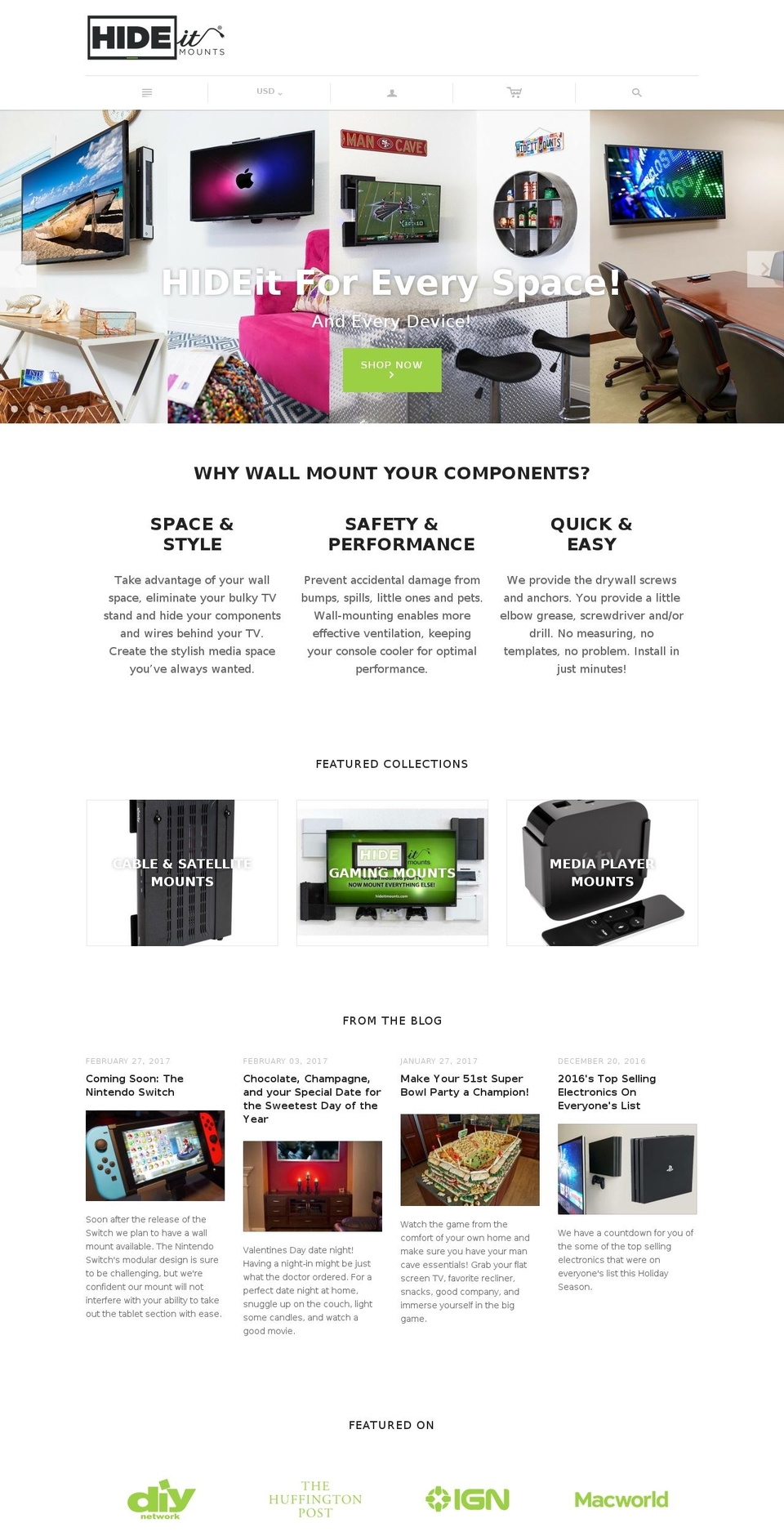 Palo Alto Shopify theme site example hideitmounts.com