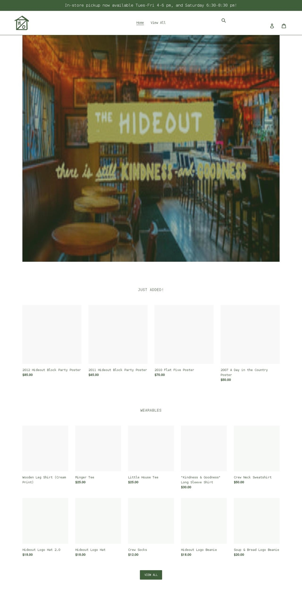 hideout-chicago.myshopify.com shopify website screenshot