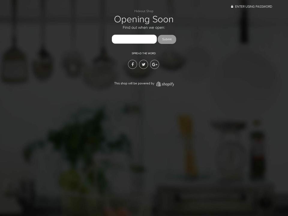 hideoutshop.com — Shopify storefront screenshot