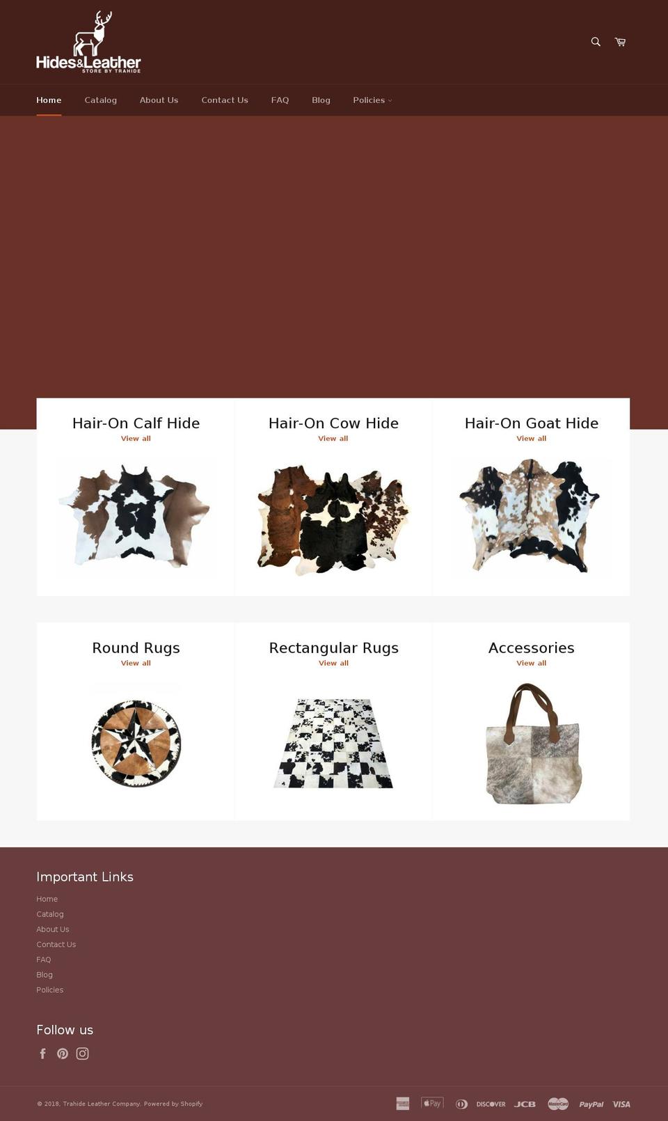 hidesandleatherstore.com — Shopify storefront screenshot