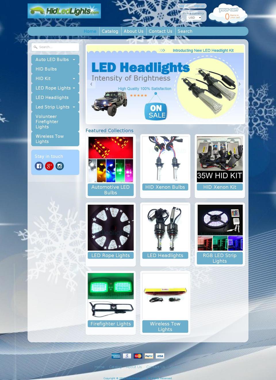 hidledlights.com — Shopify storefront screenshot