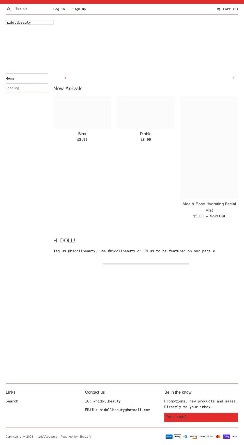 hidollbeauty.com shopify website screenshot