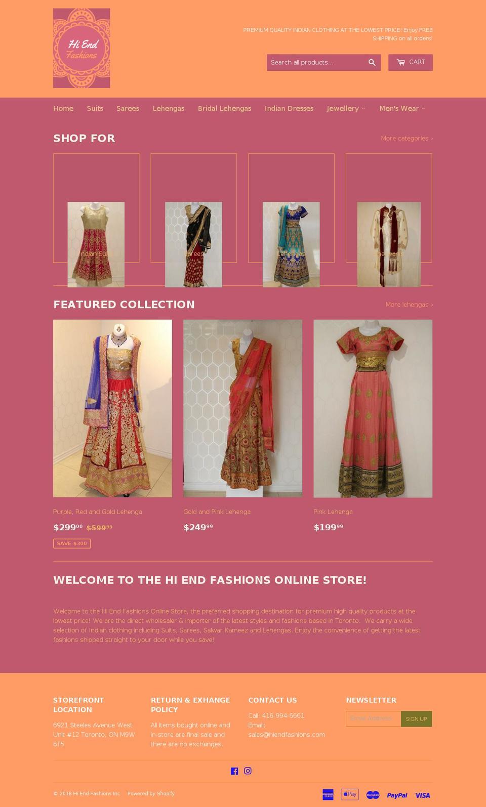 hiendfashions.com — Shopify storefront screenshot