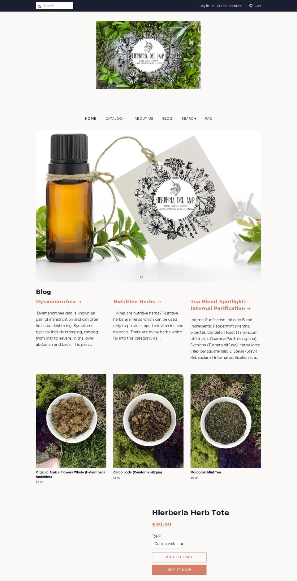 hierberiadelmar.com — Shopify storefront screenshot