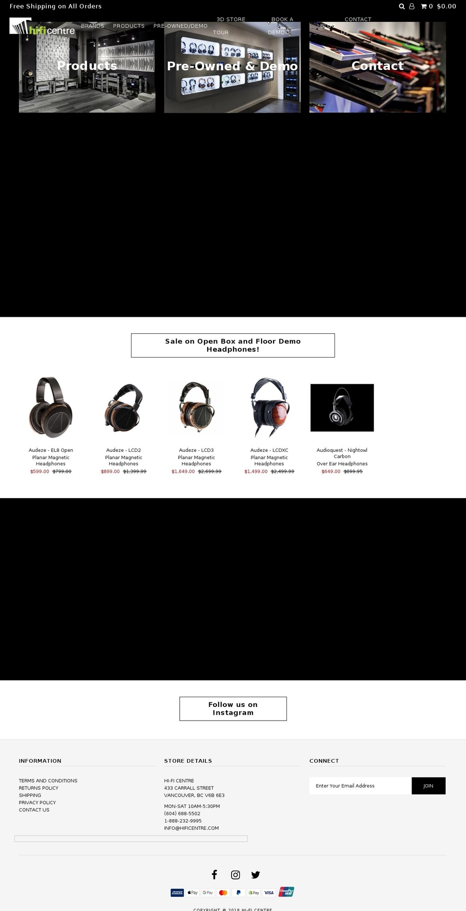 hificentre.com shopify website screenshot