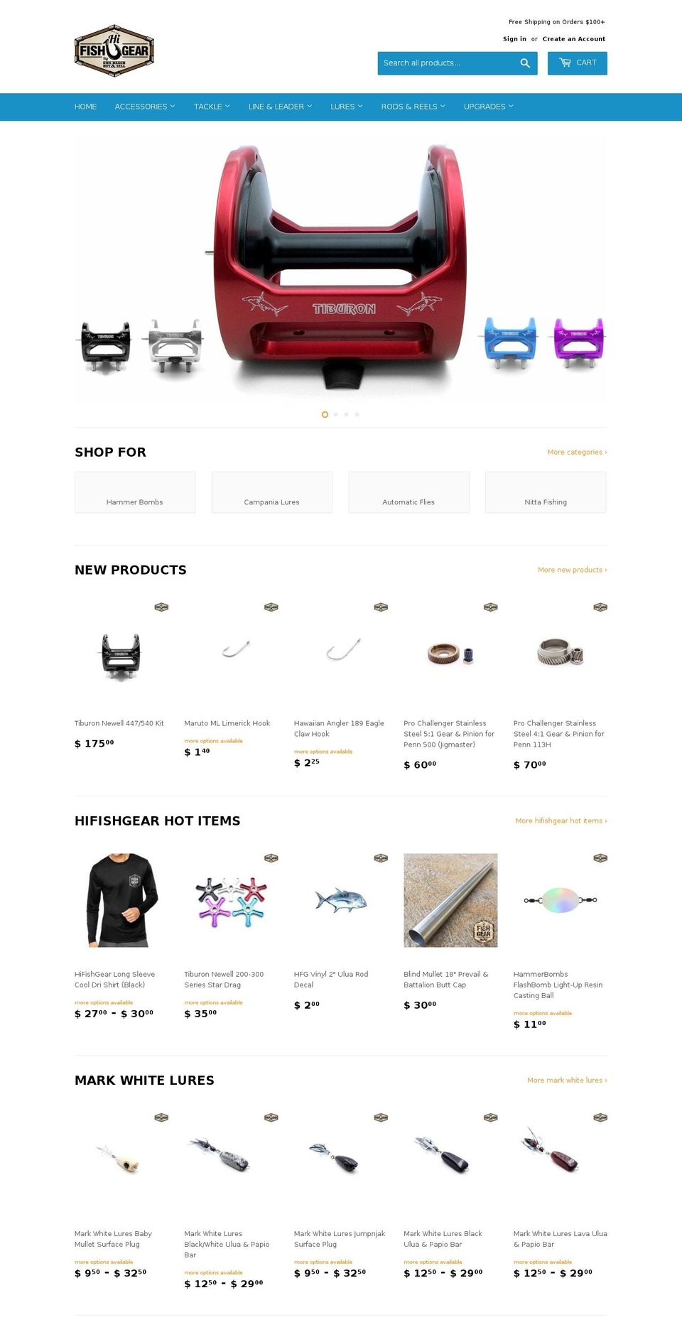 hifishgear.com shopify website screenshot