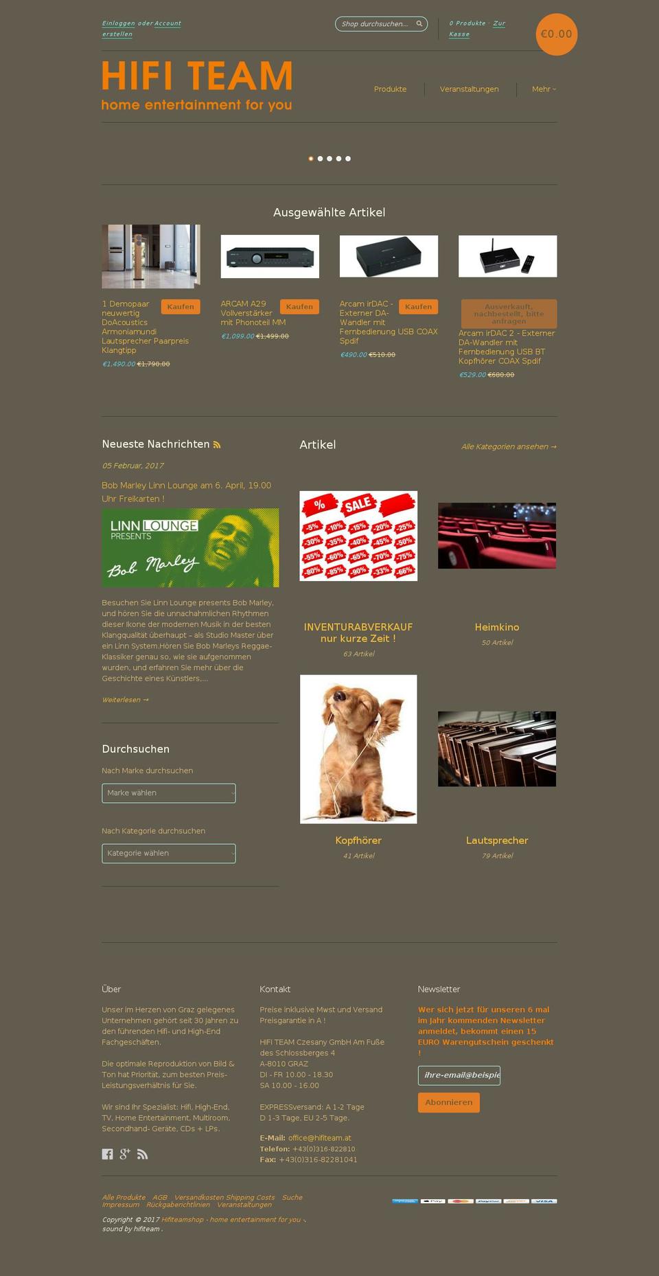 warehouse Shopify theme site example hifiteamshop.at