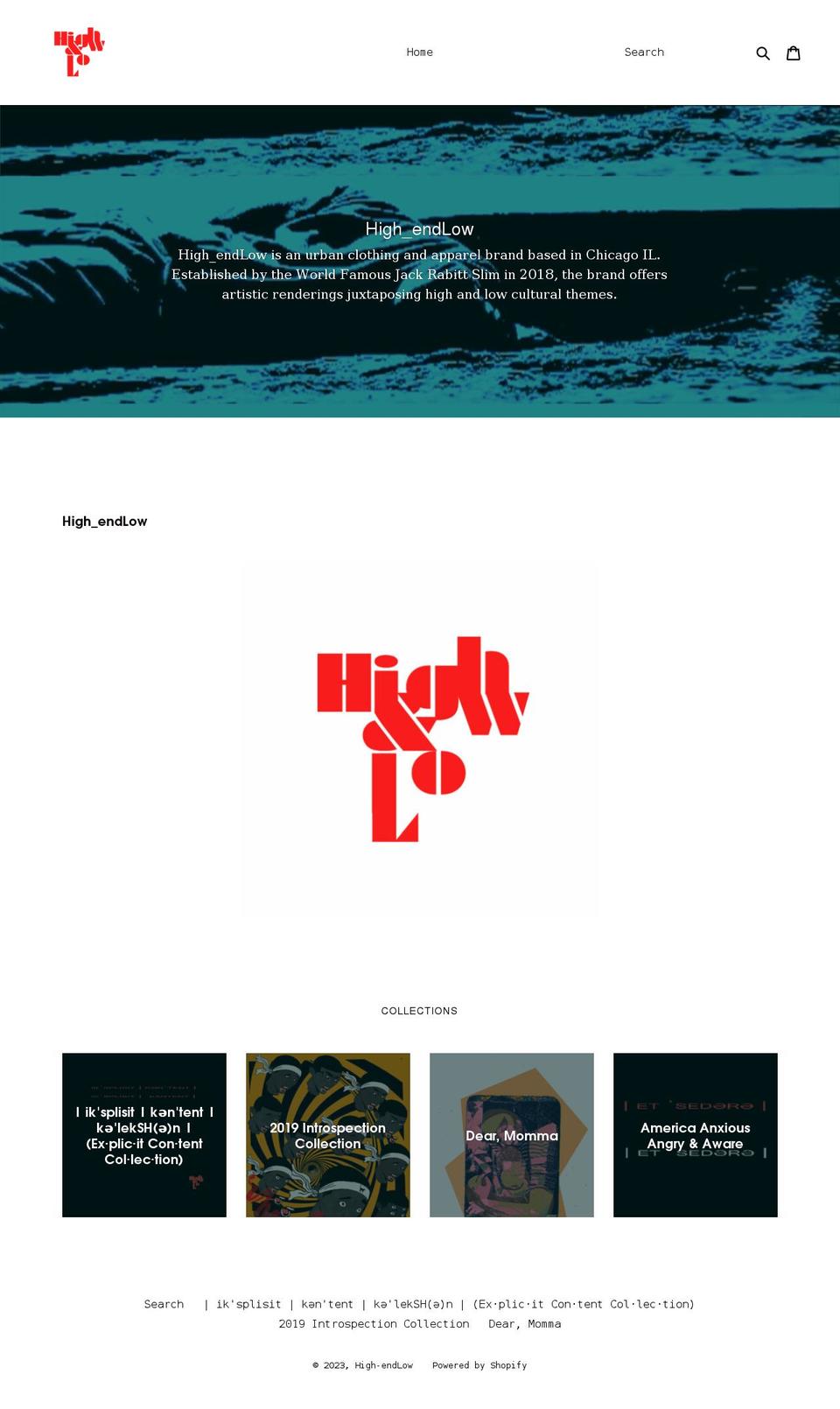 high-endlow.com shopify website screenshot