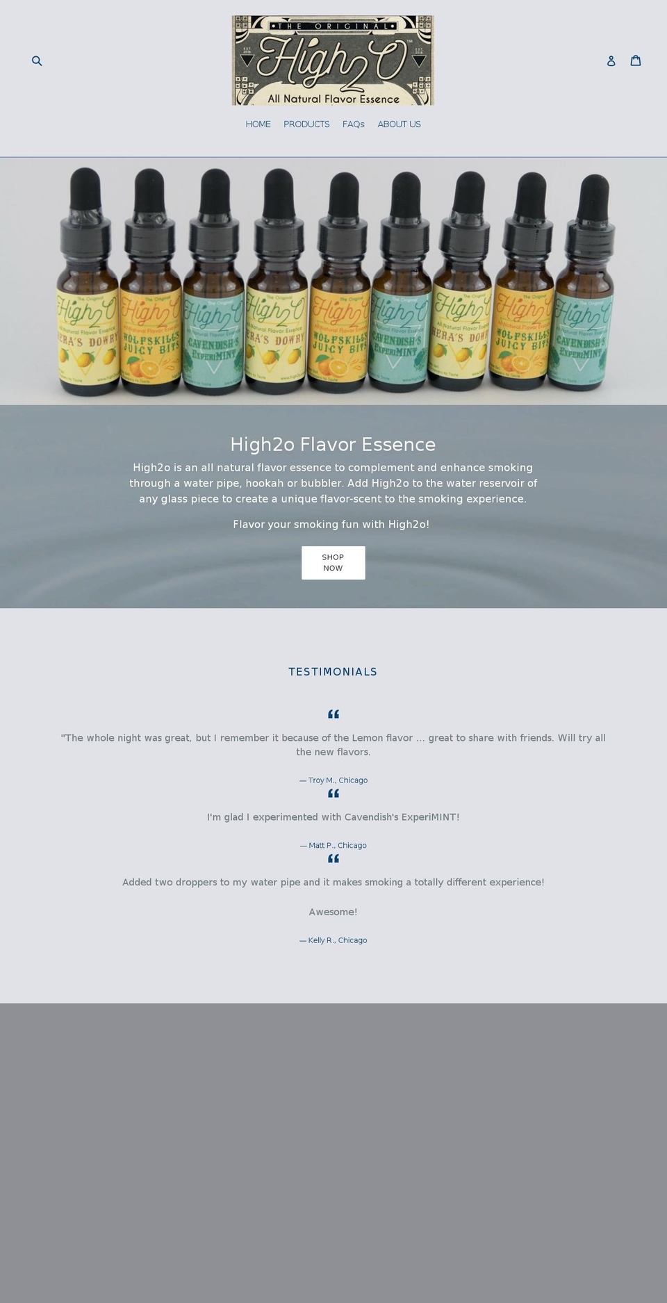 high2o.com — Shopify storefront screenshot
