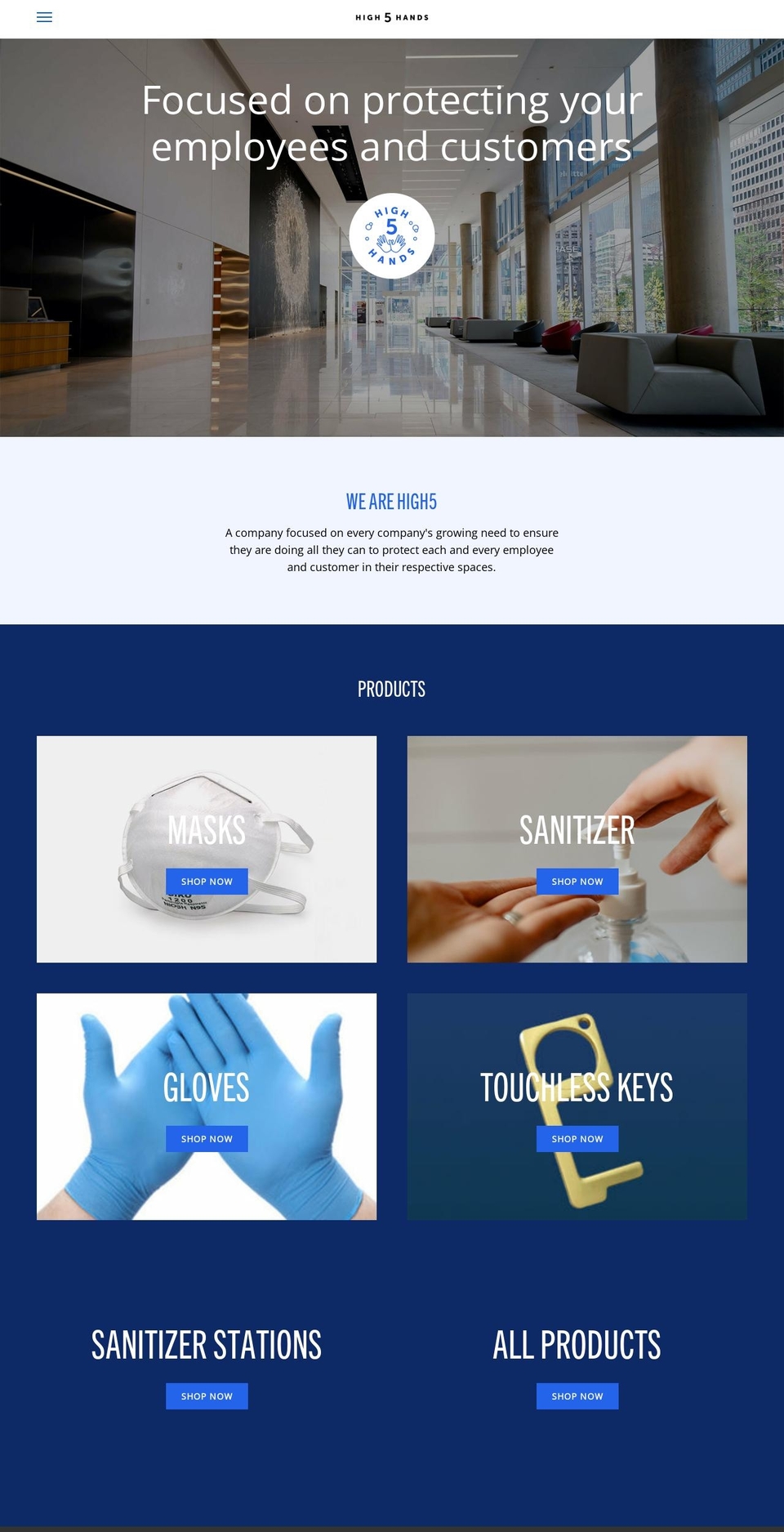 high5hands.com shopify website screenshot
