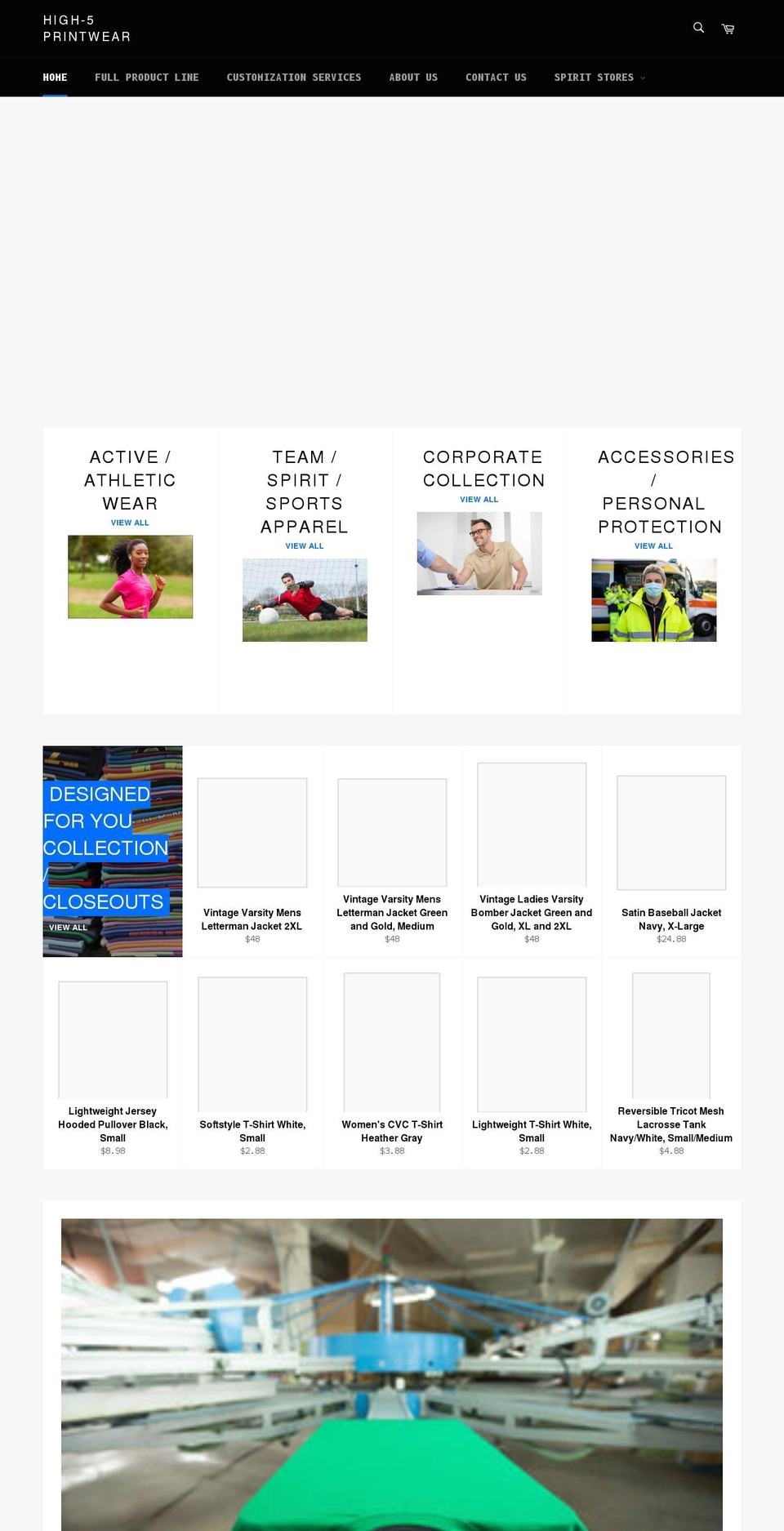 high5printwear.com shopify website screenshot