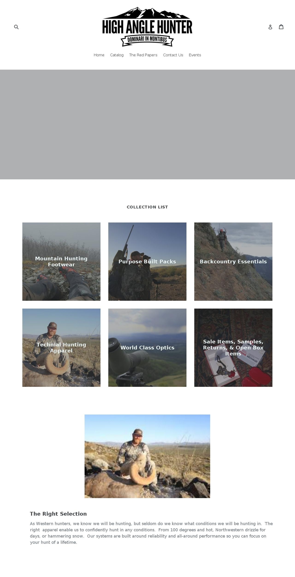 highanglehunter.com shopify website screenshot