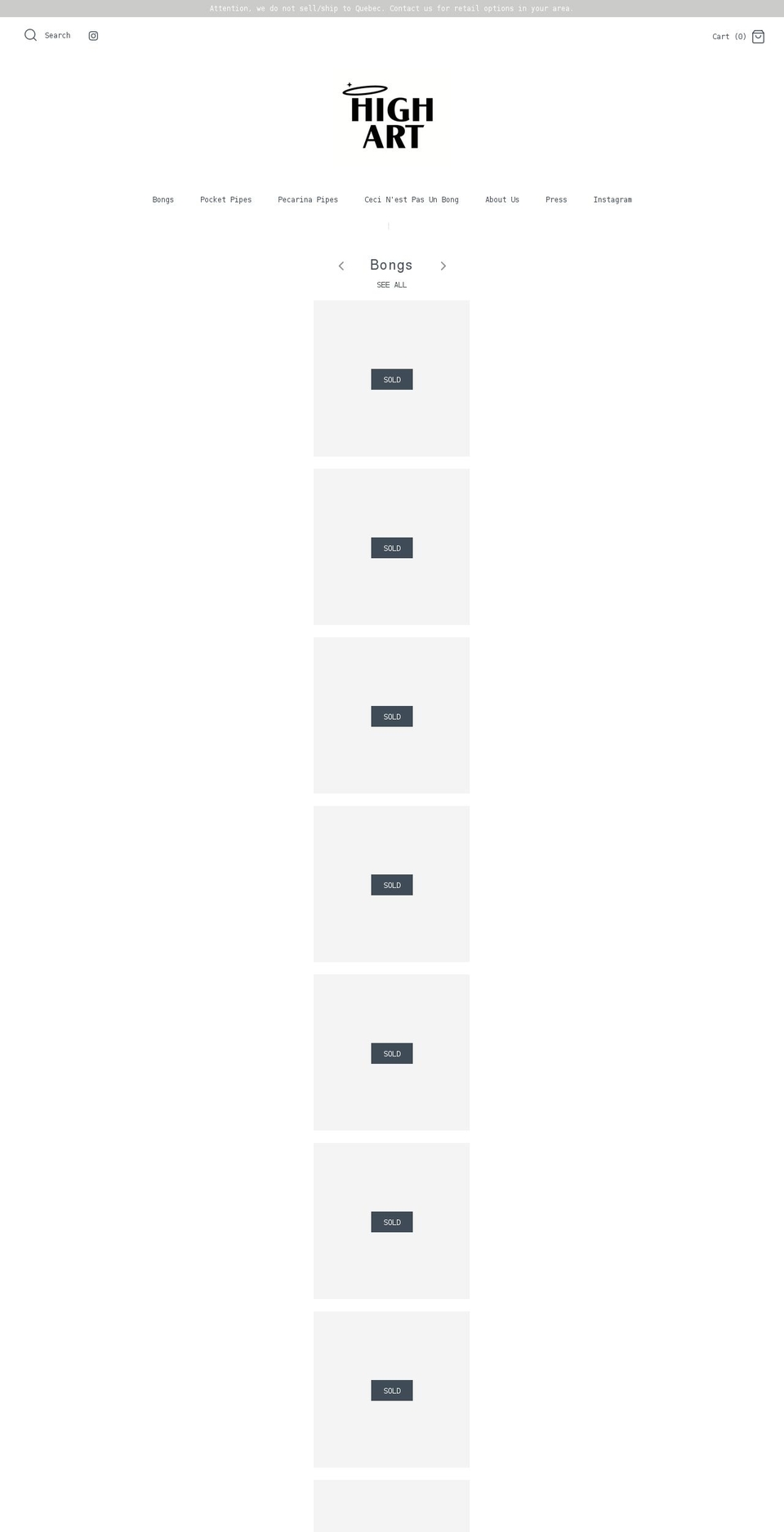 highartheadshop.com shopify website screenshot