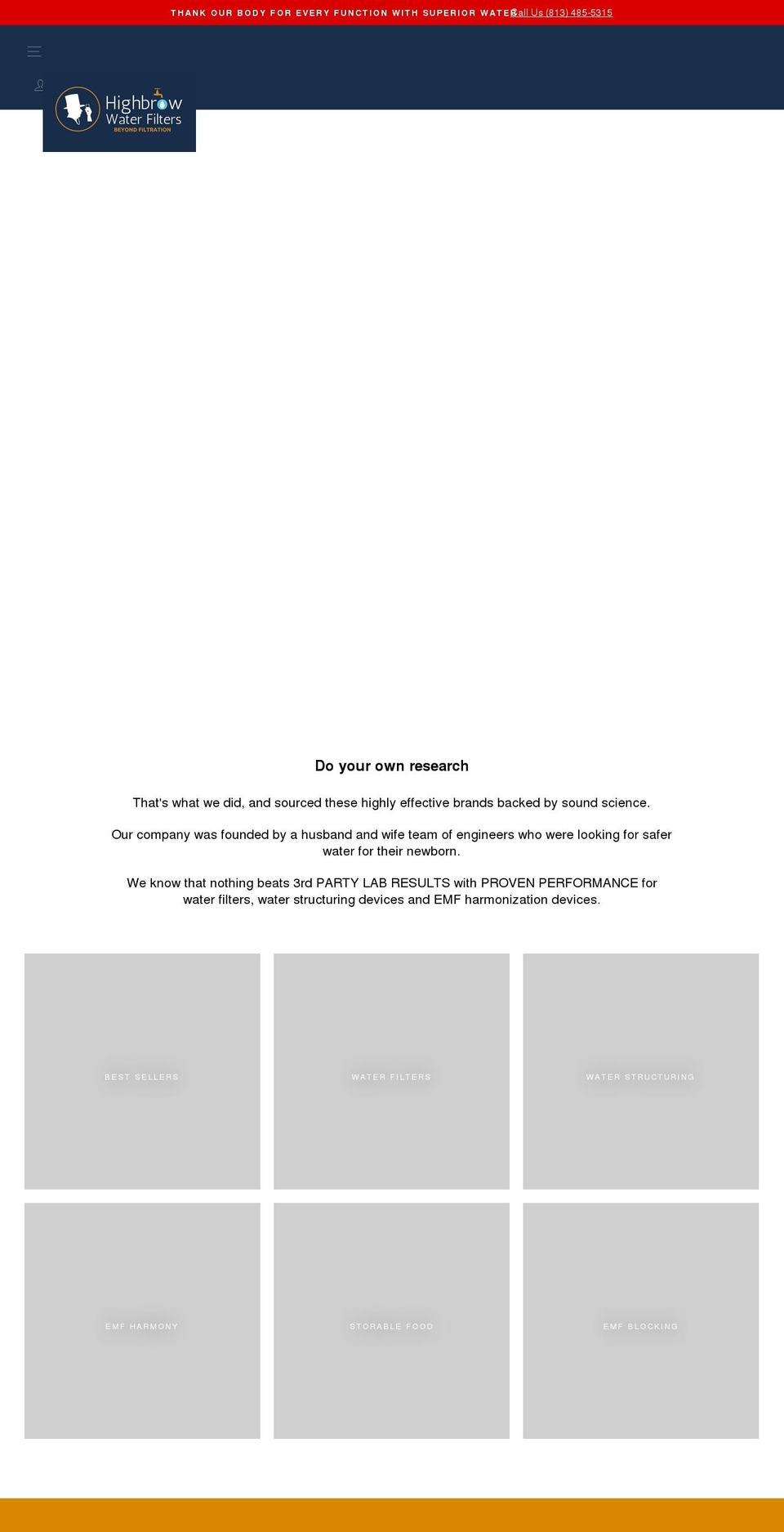 highbrowwaterfilters.com shopify website screenshot