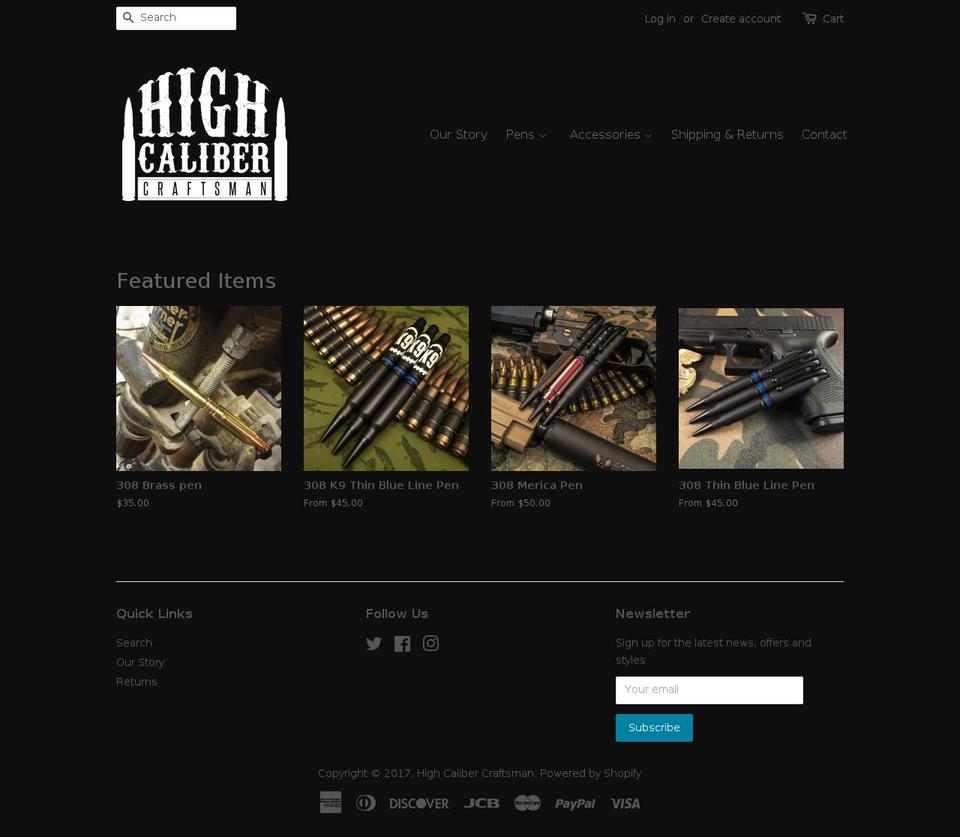 highcalibercraftsman.com shopify website screenshot