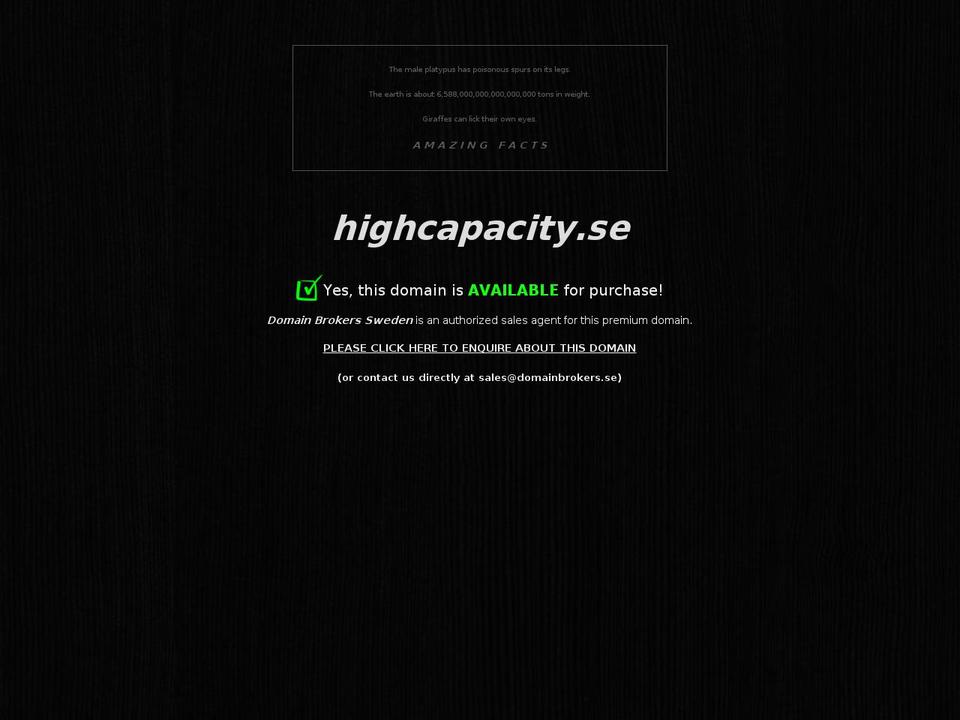 highcapacity.se shopify website screenshot