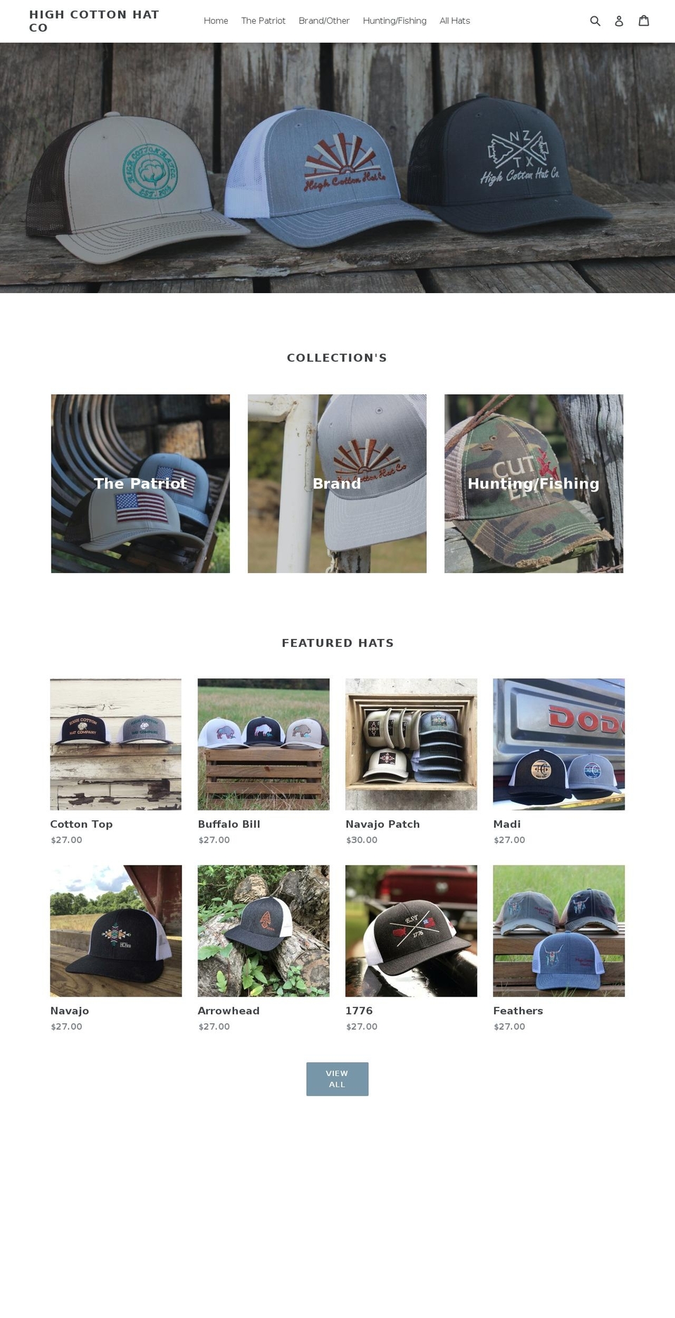 highcottonhatco.com shopify website screenshot