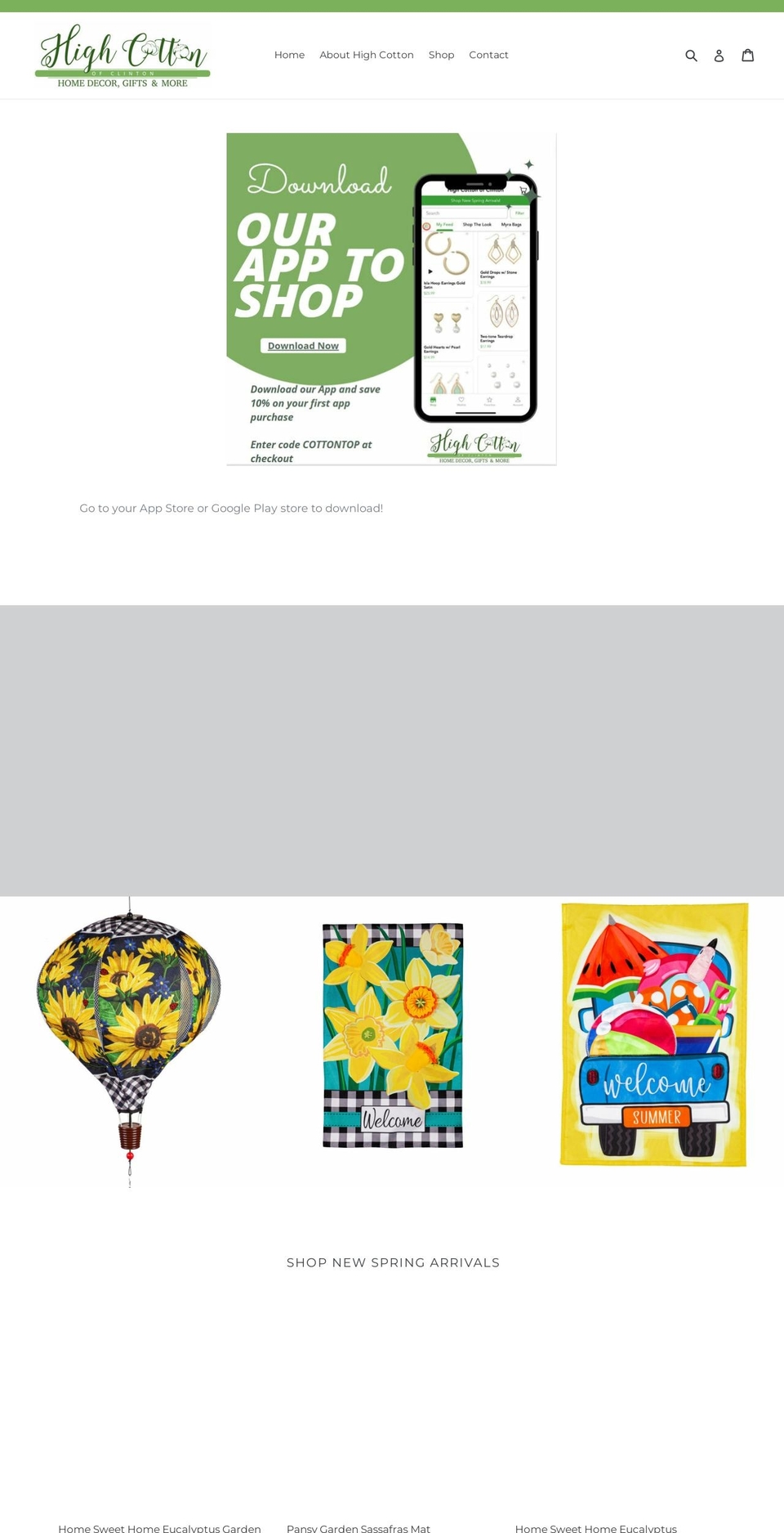 highcottonofclinton.com shopify website screenshot